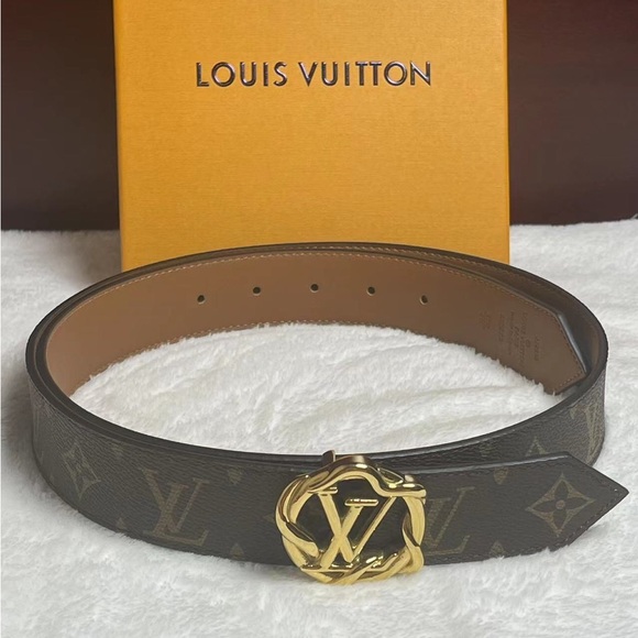 Louis Vuitton Monogram Brown Reversible Belt with Gold Buckle - Picture 9 of 10